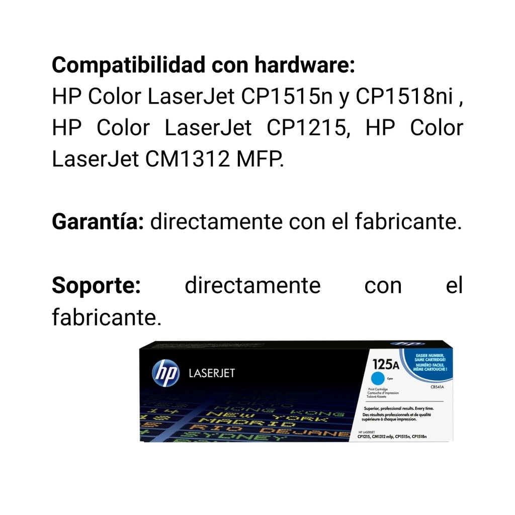 Cartucho Original De Tóner Hp 125a Cian, 1.400 Páginas