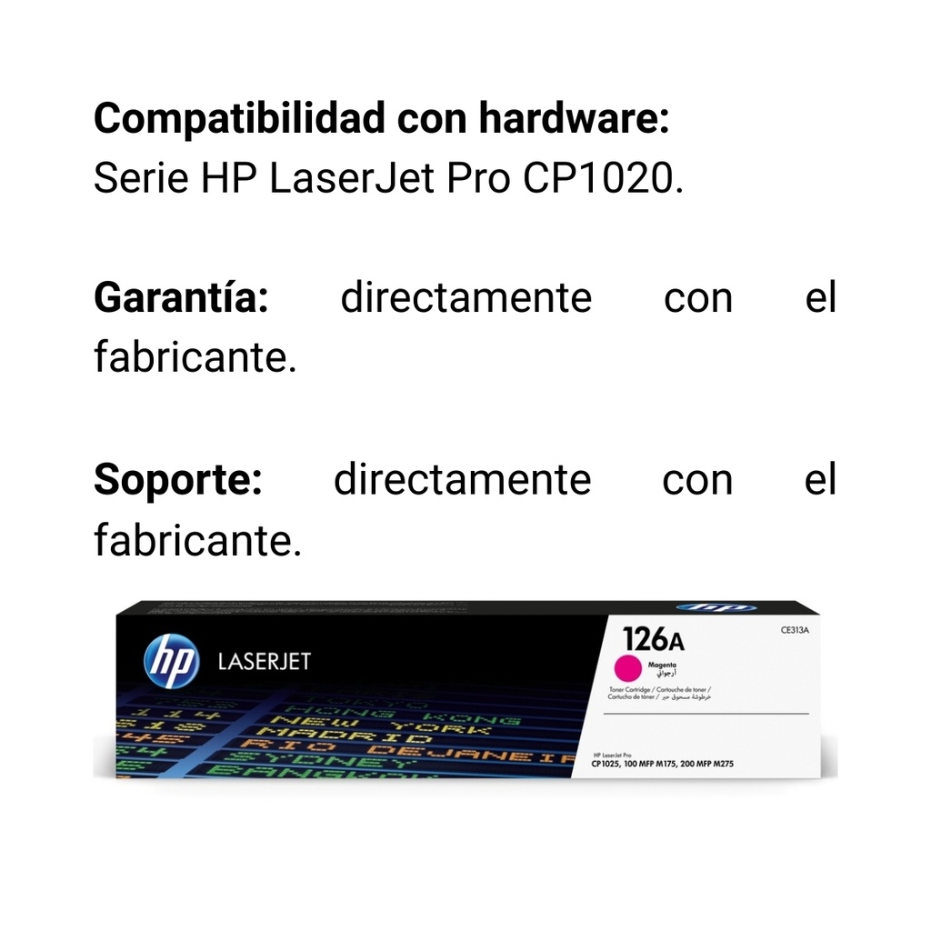 Cartucho Original de Tóner HP 126A Magenta, 1.000 Páginas