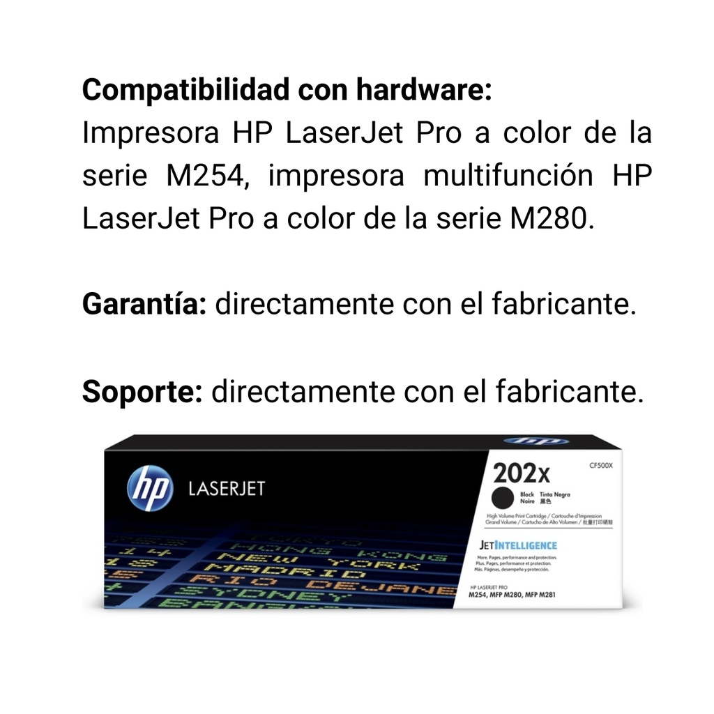 Cartucho Original De Tóner Hp 202x Alto Rendimiento Negro, 3.200 Páginas