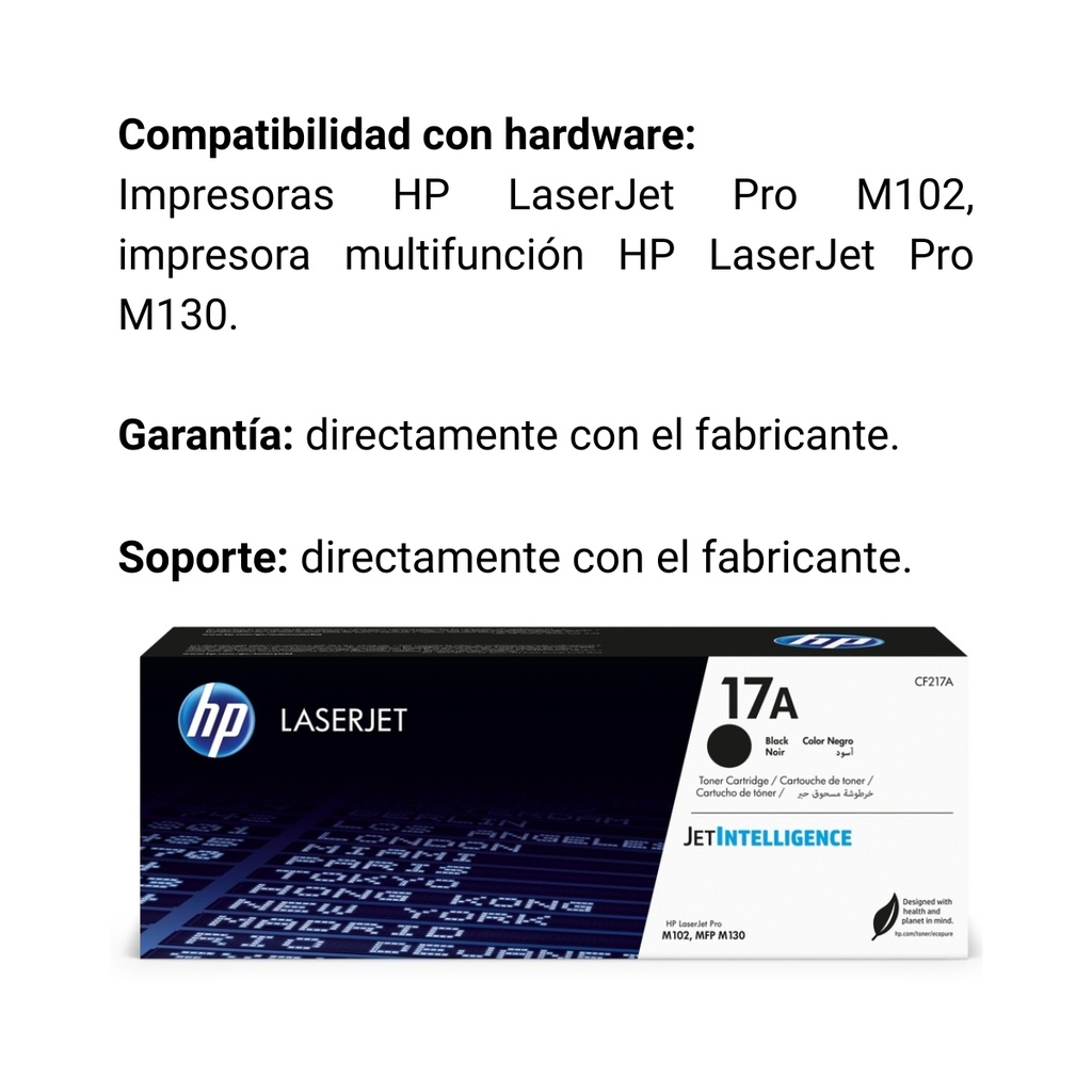 Cartucho Original De Tóner Hp 17A Negro, 1.600 Páginas
