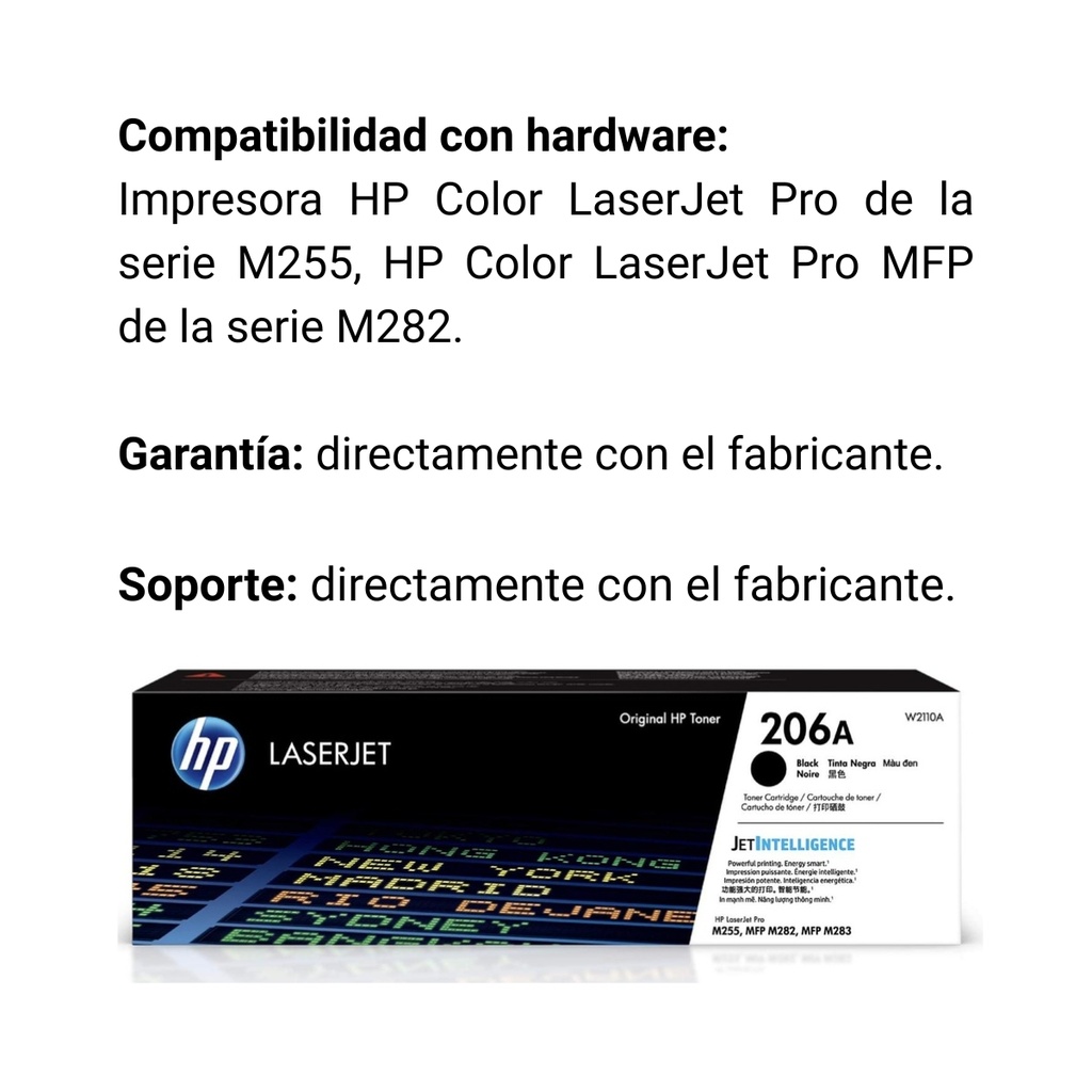 Cartucho Original de Tóner Hp 206A Negro, 1.350 Páginas