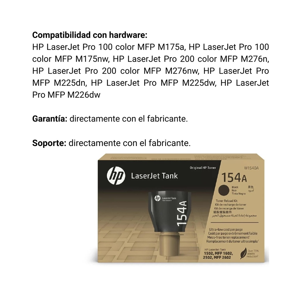 Cartucho Original De Tóner De Tanque Hp 154A Negro, 2.500 Páginas