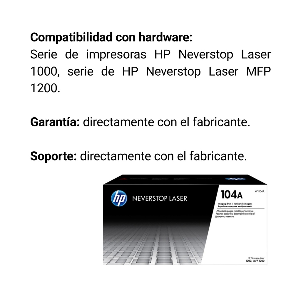 Tambor Original De Creacion De Imagen Hp 104A Negro, 20.000 Páginas