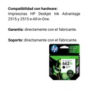 Cartucho Original de Tinta HP 662XL Negro de Alto Rendimiento 360 Páginas 6.5 ml