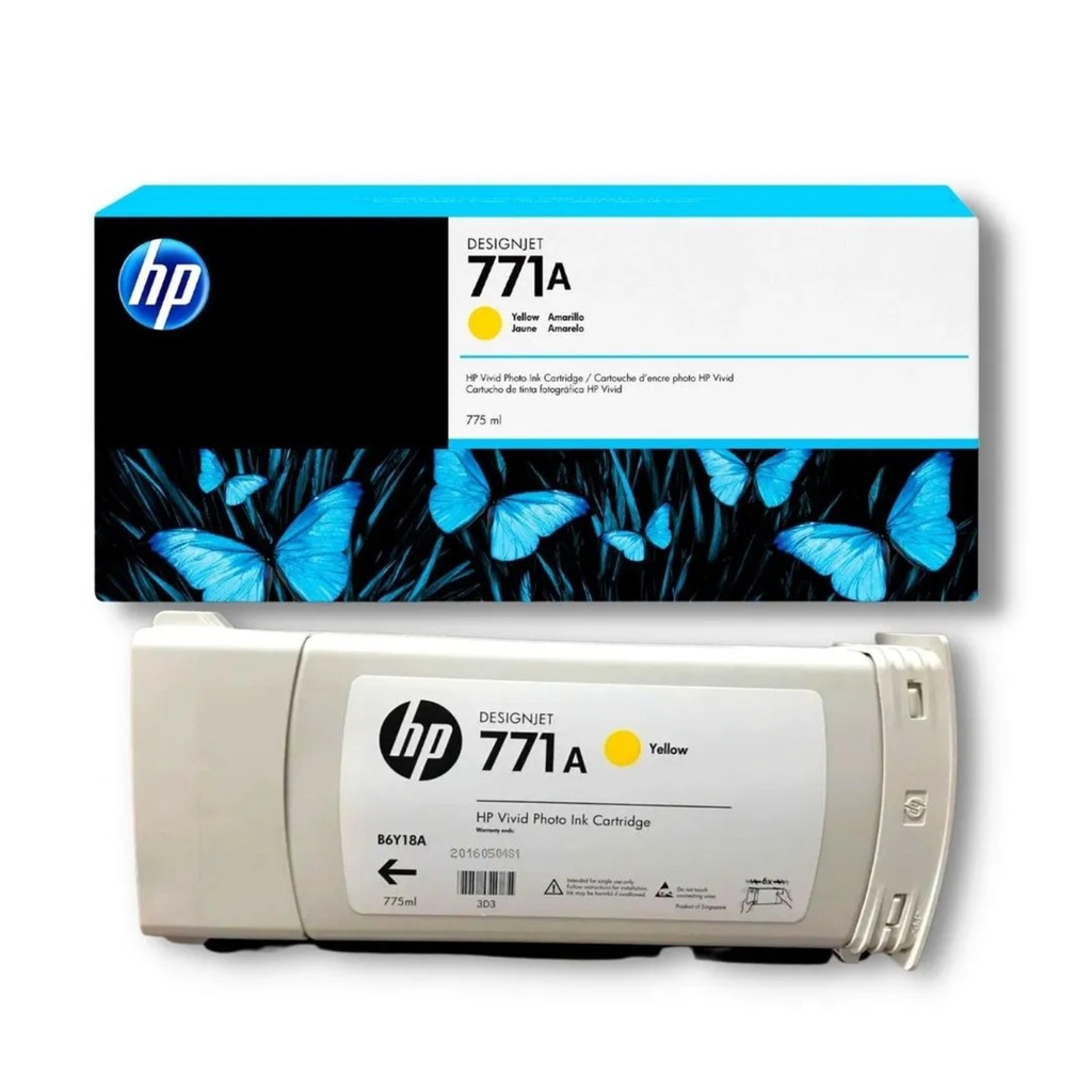 Cartucho Original De Tinta HP 771A Amarillo DesignJet 1600 Páginas 775ml 