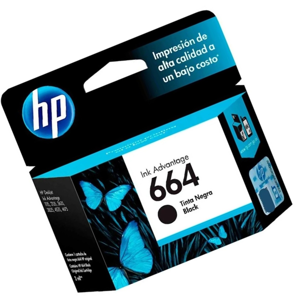 Cartucho Original De Tinta HP 664 Negra 120 Páginas 2 ml