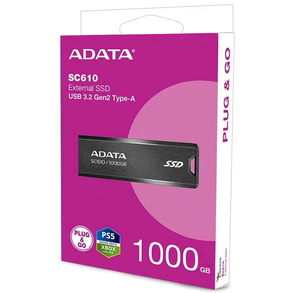 Unidad De Estado Sólido Externo SSD Adata 1TB SC610-1000G-CBK USB 3.2 Y M408