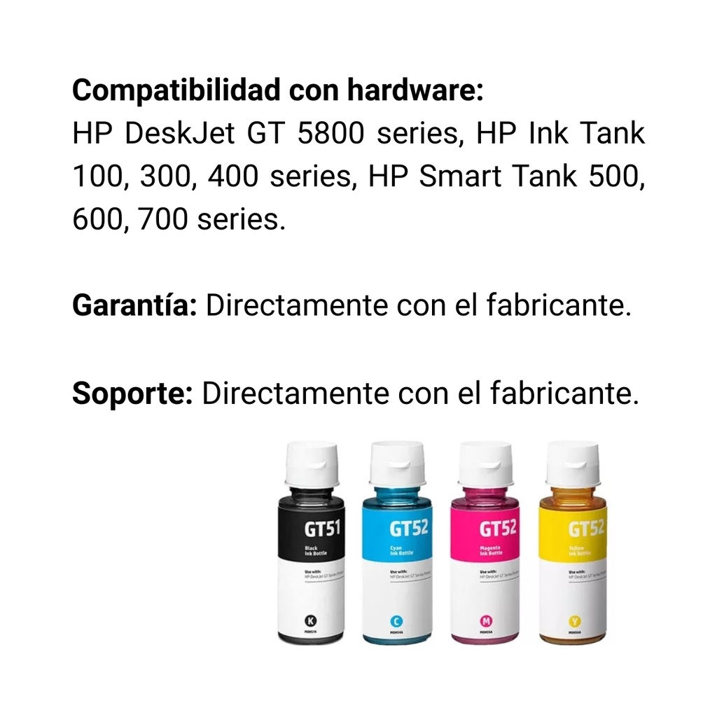 HP GT53/GT52 Original Botella de tinta Combo 4-Pack
