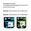 Kit De Cartucho De Tinta Hp un 662XL Negro y un 662 Tricolor  