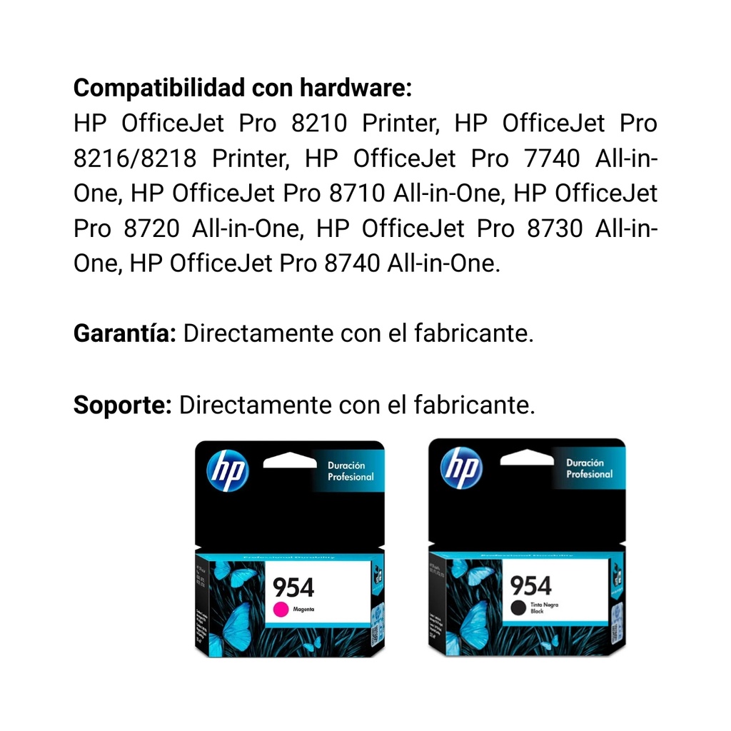 Kit Cartuchos De Tinta Hp 954 Negro Y Magenta