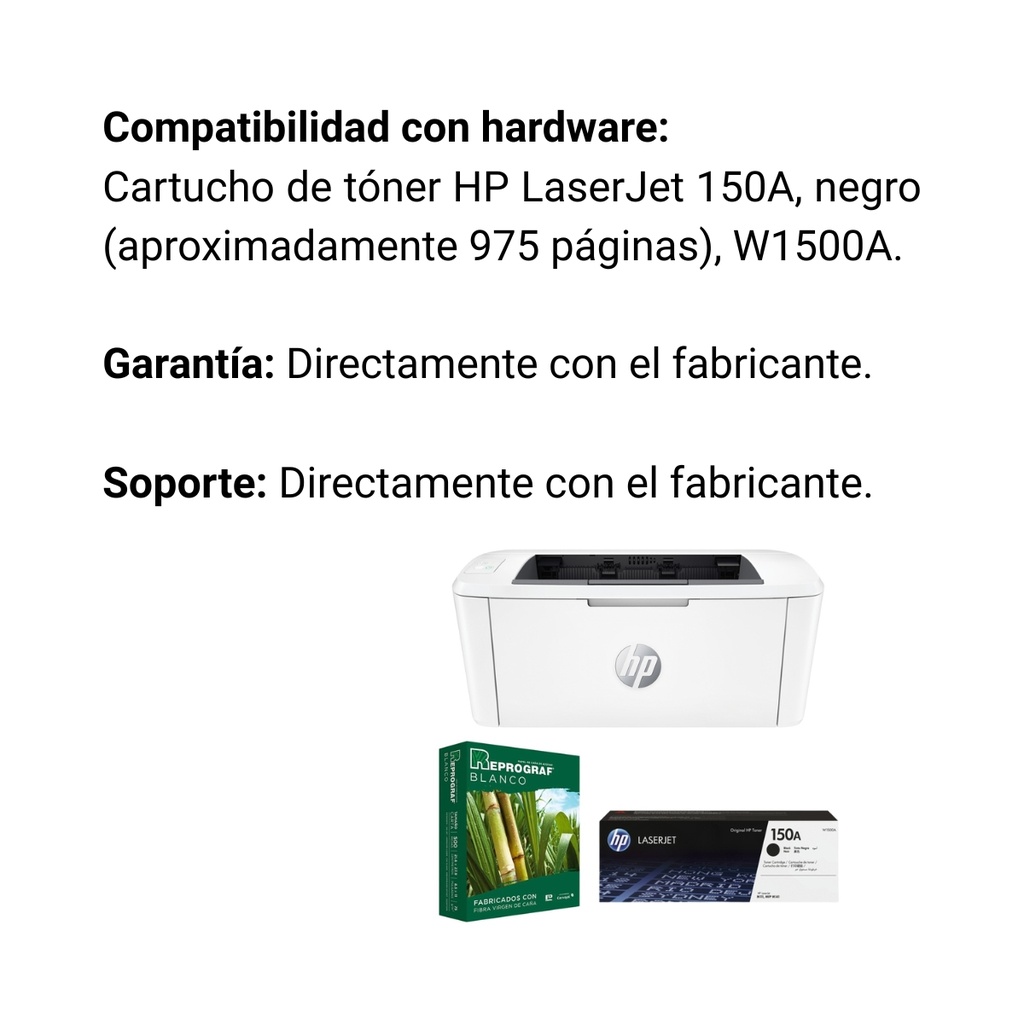 Combo Impresora HP LaserJet M111w + Cartucho De Tóner HP 150A + Resma