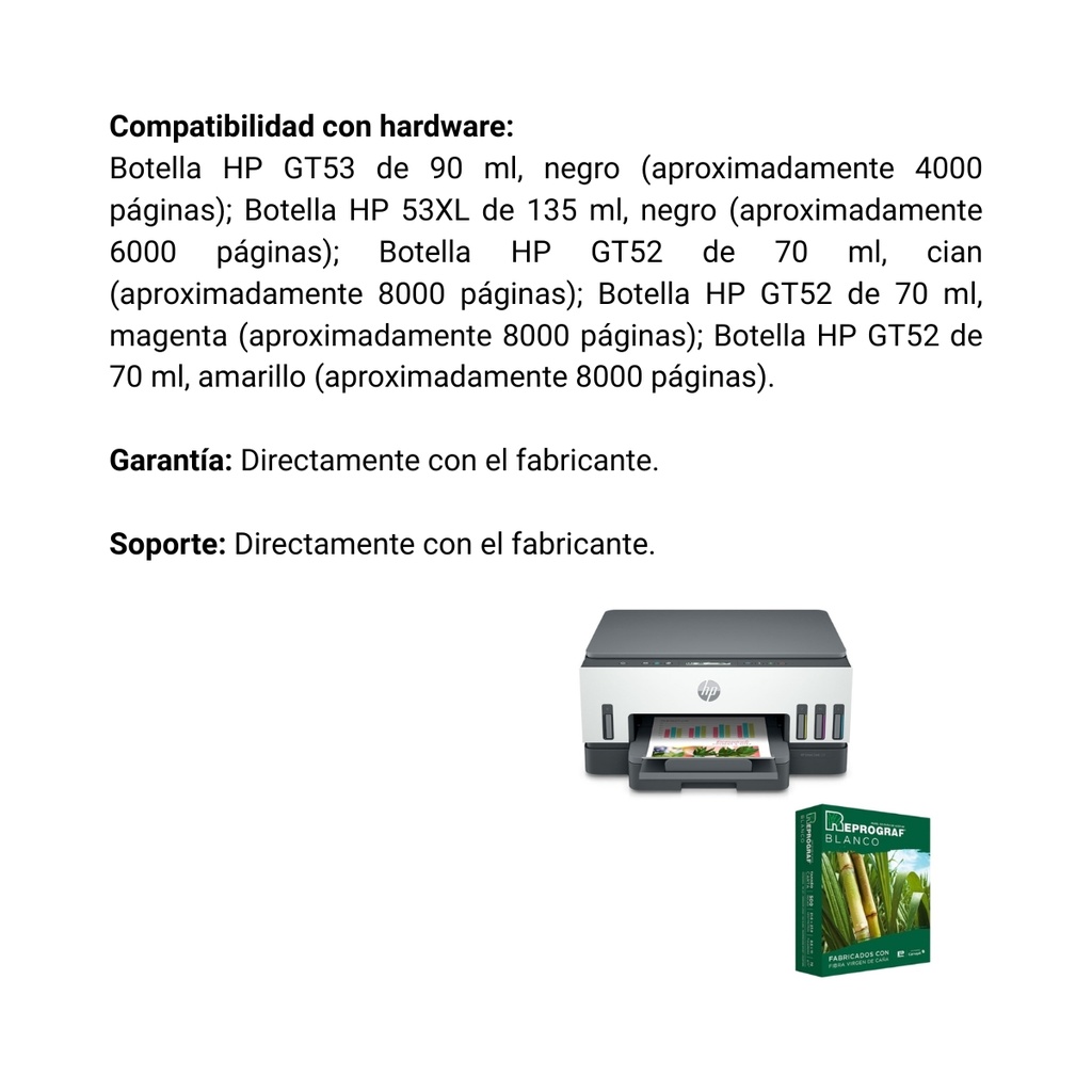 Combo Impresora HP Smart Tank 720 inalámbrica +  Resma
