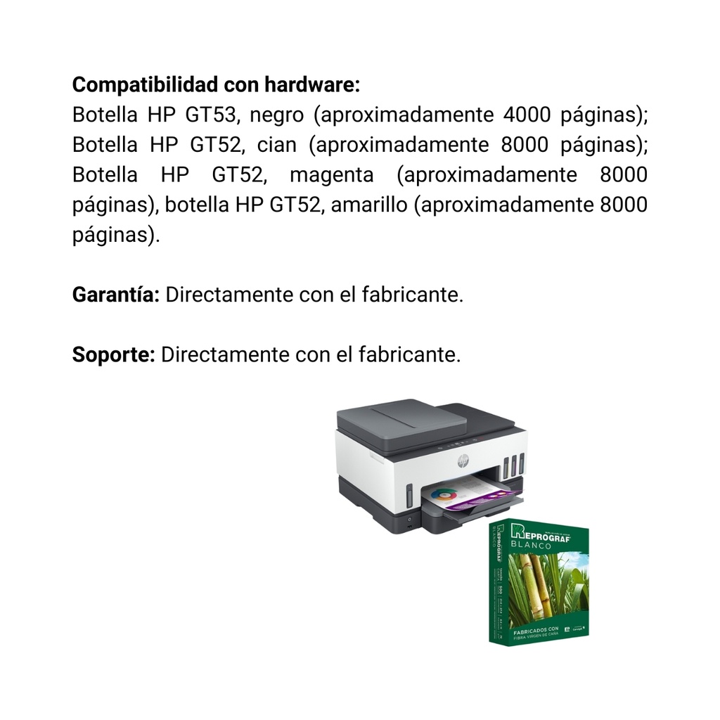 Combo Impresora Multifuncional Hp Smart Tank 790 Wifi Blanca + Resma