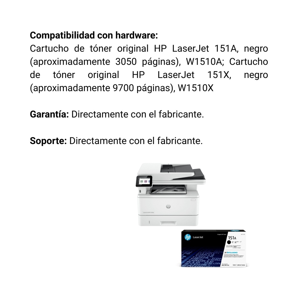 Combo Impresora Hp Laserjet Pro Mfp 4103fdw Blanca + Cartucho Original de Tóner Hp 151A negro, 3.050 Páginas
