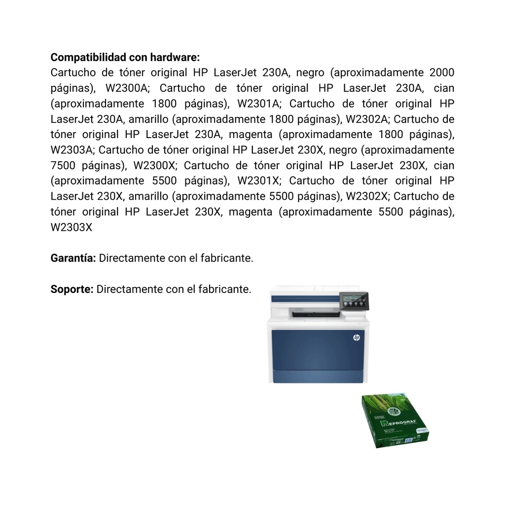 Combo Impresora Multifuncional HP Laserjet Pro 4303fdw Color Azul + Resma