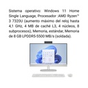 Computador Todo En Uno HP 24-cr0019la Ryzen 3 7320U RAM 8GB SSD 512GB W11 Home Blanco