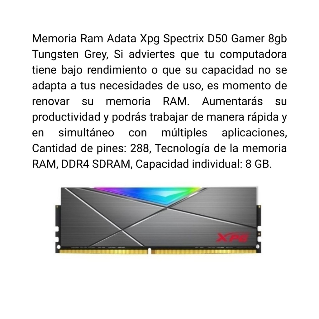 MEMORIA ADATA XPG SPECTRIX D50 DDR4  8GB 3200MHZ