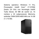 Computador de escritorio Workstation HP Z2 G9 i7-13700K RAM16 GB SSD M.2 1TB W11 Pro Negro