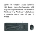 Combo Teclado y Mouse Alámbrico HP 150 (Negro)