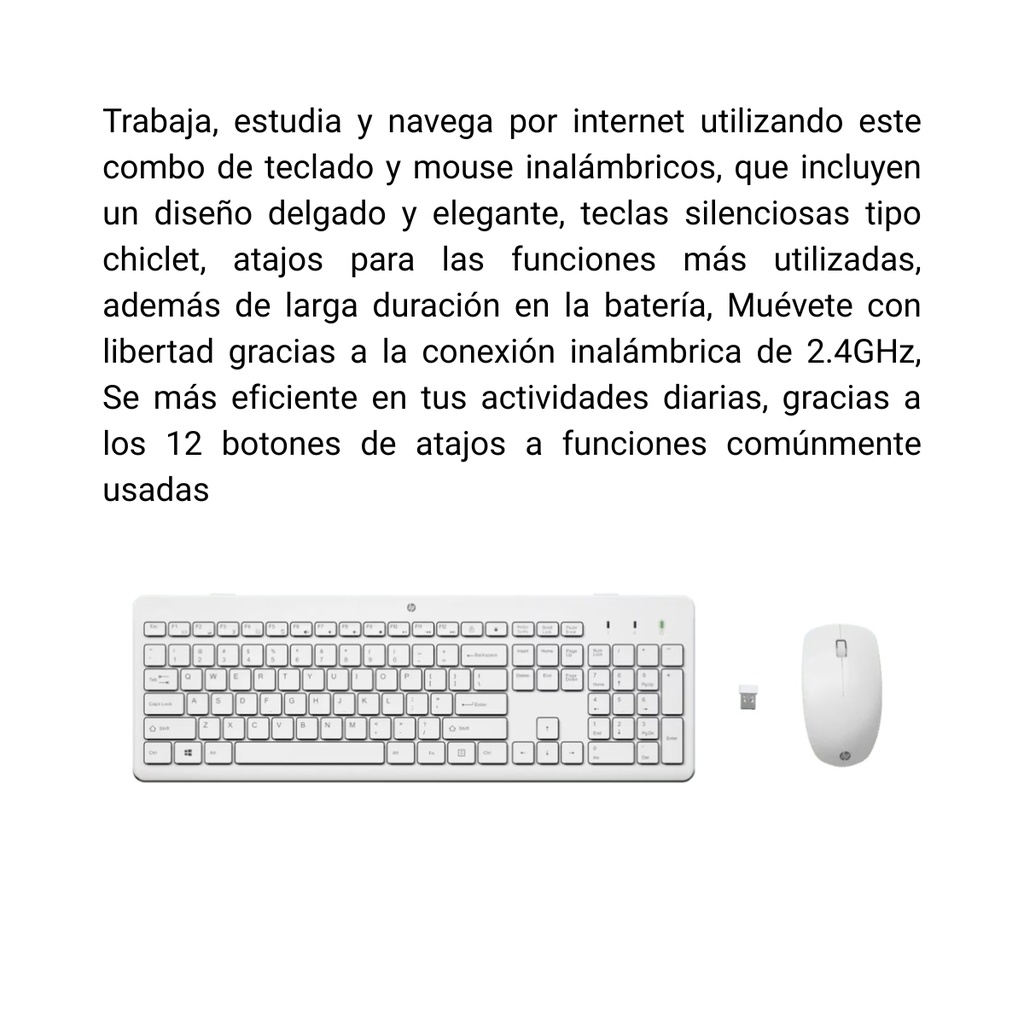Combo Original Teclado y Mouse Inalambrico Hp 230 Blanco