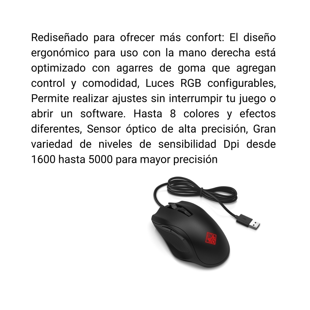 Mouse Original Alámbrico Gamer Hp 400 Omen Negro