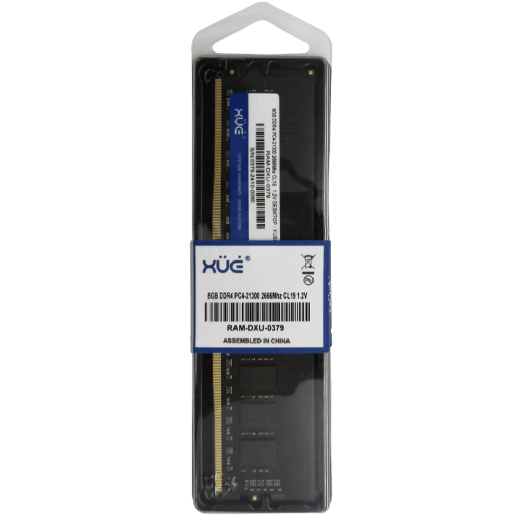 Memoria RAM XUE PC DDR4 PC4-21300 8GB 2666MHZ CL19 1.2V 16C DESKTOP Garantía 5 Años Negro