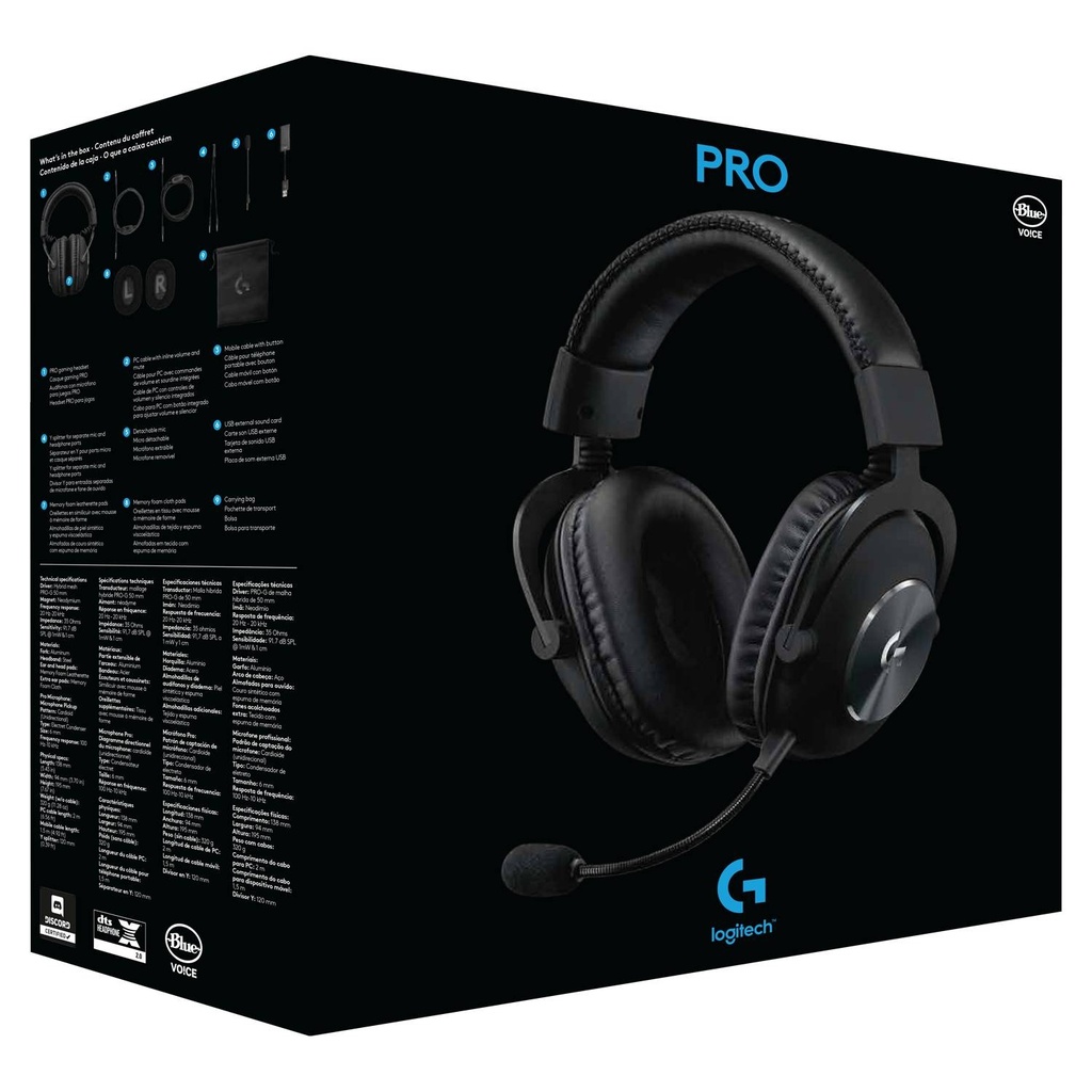 Diadema Logitech Negro G PRO X con Blue Voice 