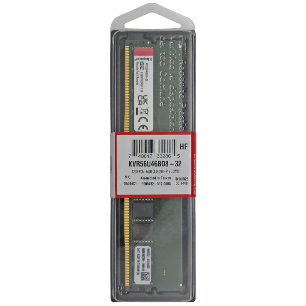 Memoria RAM Kingston Para Desktop PC DDR5 PC5-44800 32GB 5600MHZ CL46 1.1V KVR56U46BD8-32 Garantía 5 Años