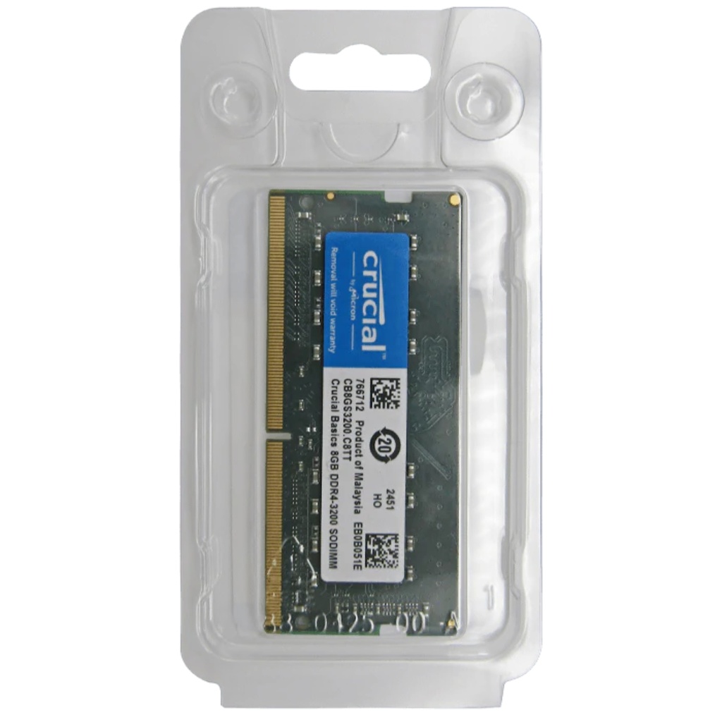 Memoria RAM Crucial Para Laptop DDR4 PC4-25600 8GB 3200MHZ CL19 1.2V Basics Garantía 5 Años