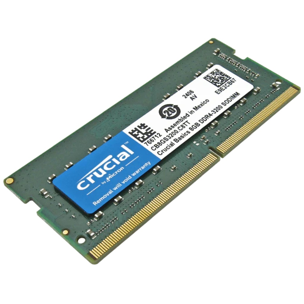 Memoria RAM Crucial Para Laptop DDR4 PC4-25600 8GB 3200MHZ CL19 1.2V Basics Garantía 5 Años