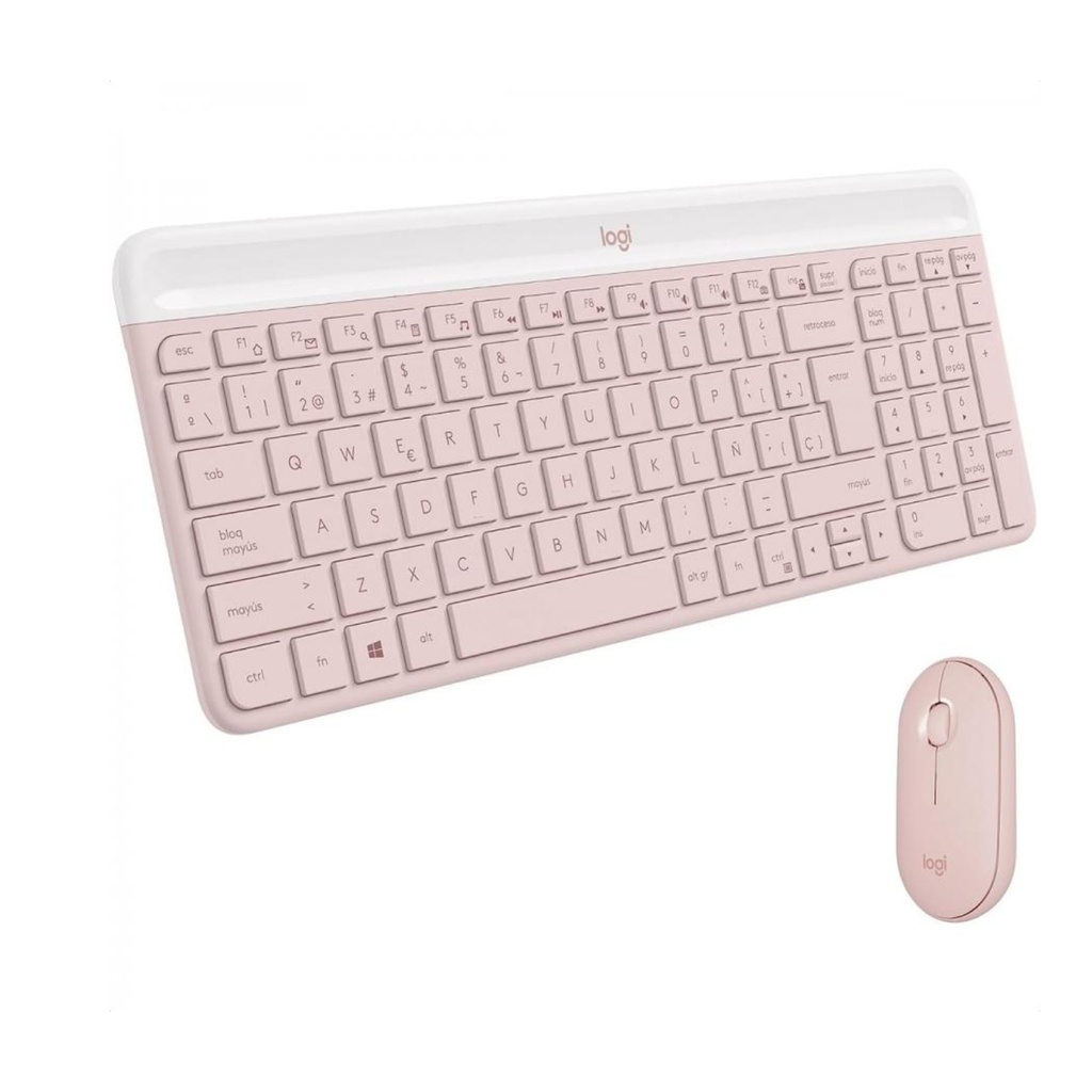 Combo Teclado y Mouse Inalámbrico Logitech MK470 Color Rosa