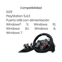 Volante con Pedales Logitech G29 con Entrada USB Color Negro