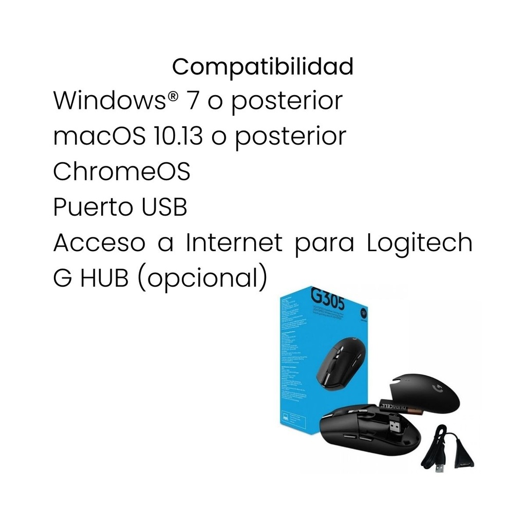 Mouse Gamer Inalámbrico G305 Logitech Gaming  Lighspeed Color Negro