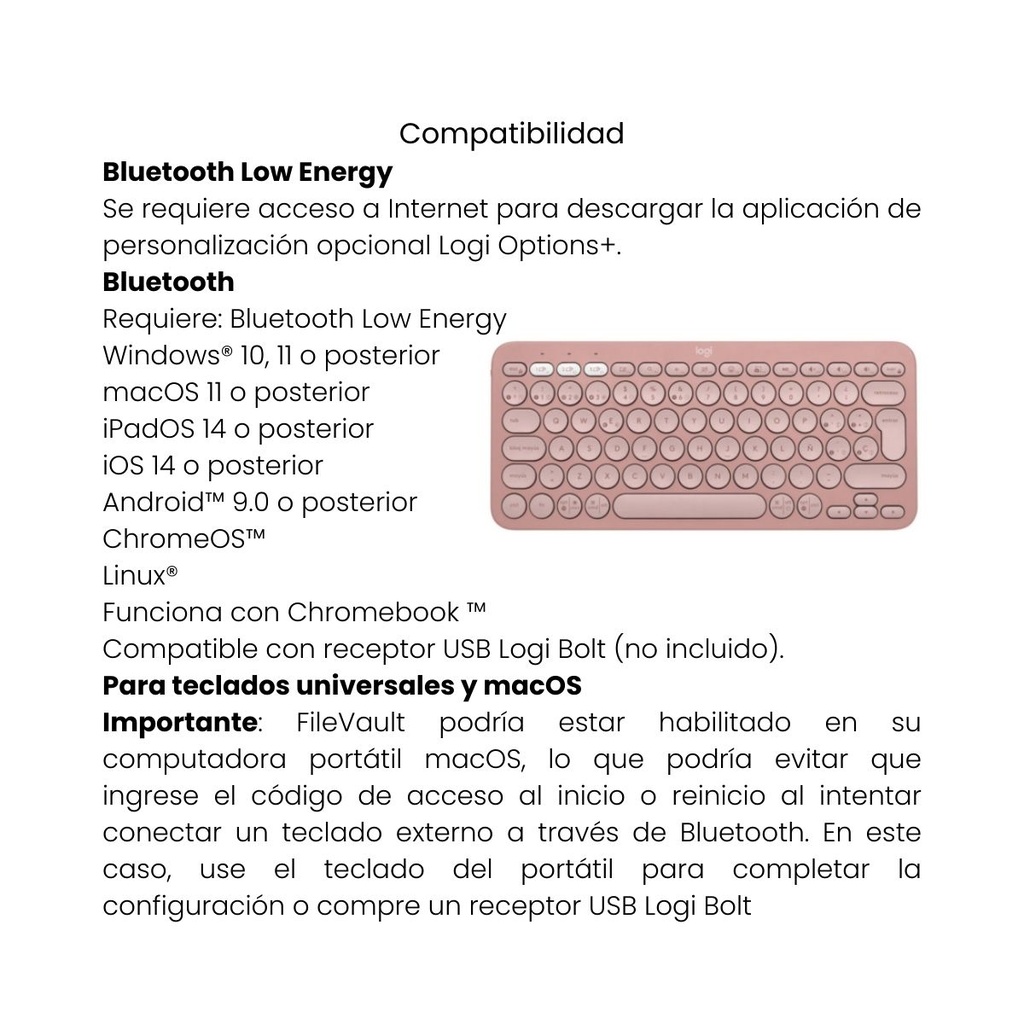 Teclado LOGITECH K380 Pebble Keys Rosado