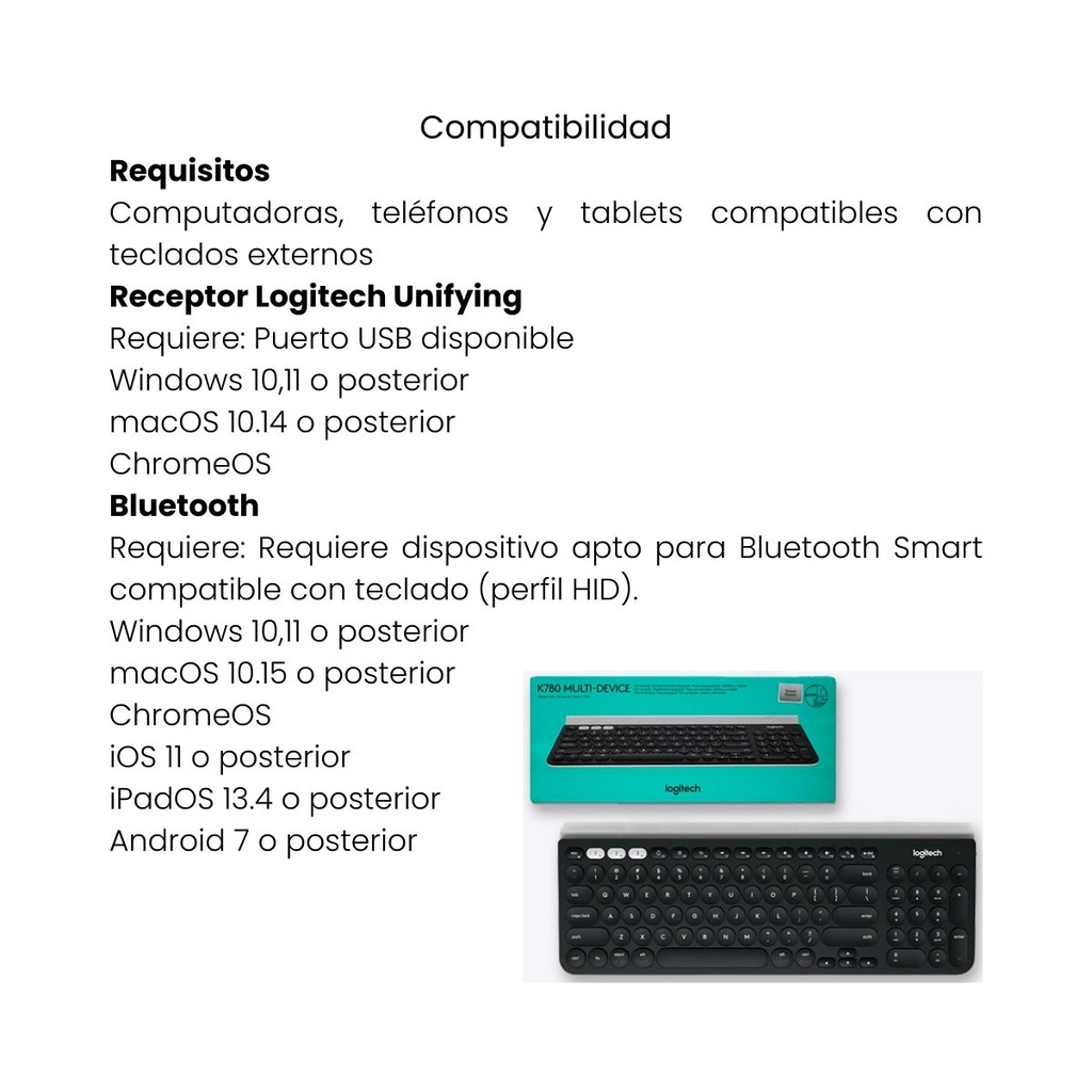 Teclado LOGITECH K780 En Español Bluetooth COLOR Negro