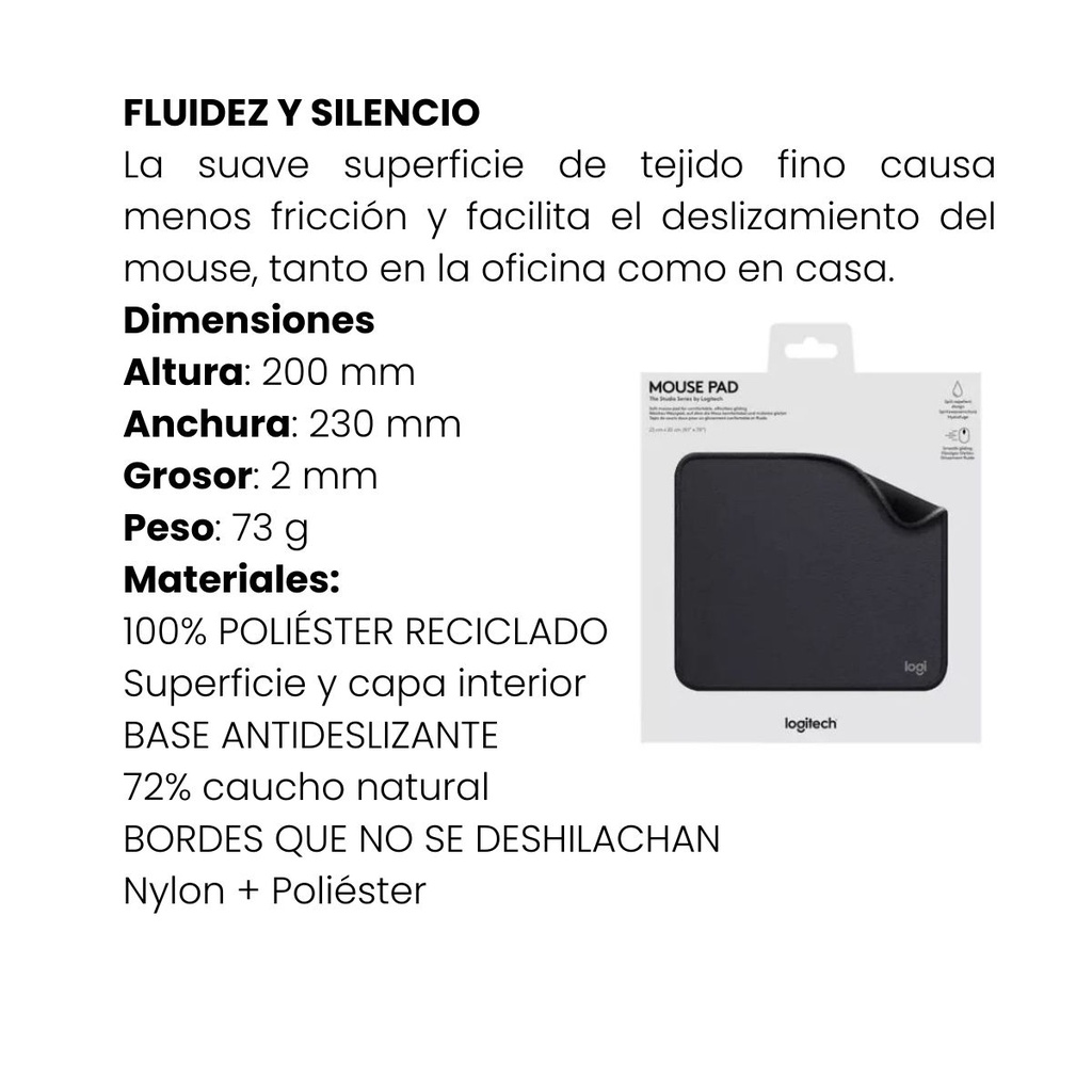 Pad Mouse Logitech MOQ 50 Gris Diseño Ergonómico y de Alta Calidad