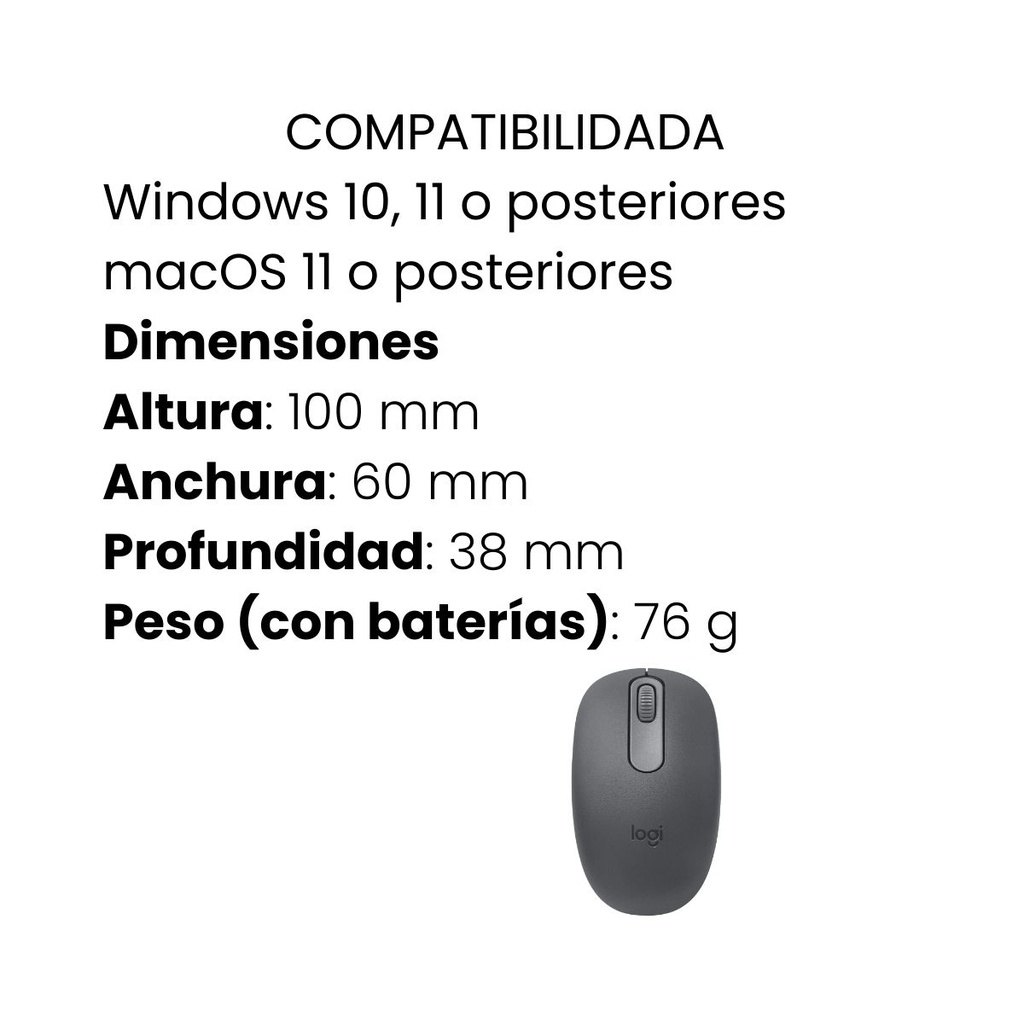 Mouse Inalámbrico Logitech Gris Grafito M196 BT