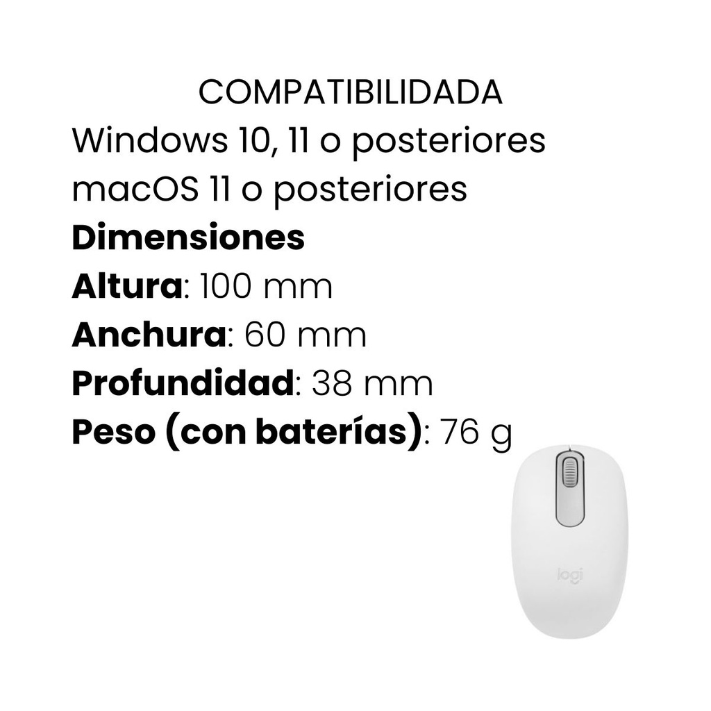 Mouse Inalámbrico Logitech Blanco Perla M196 BT