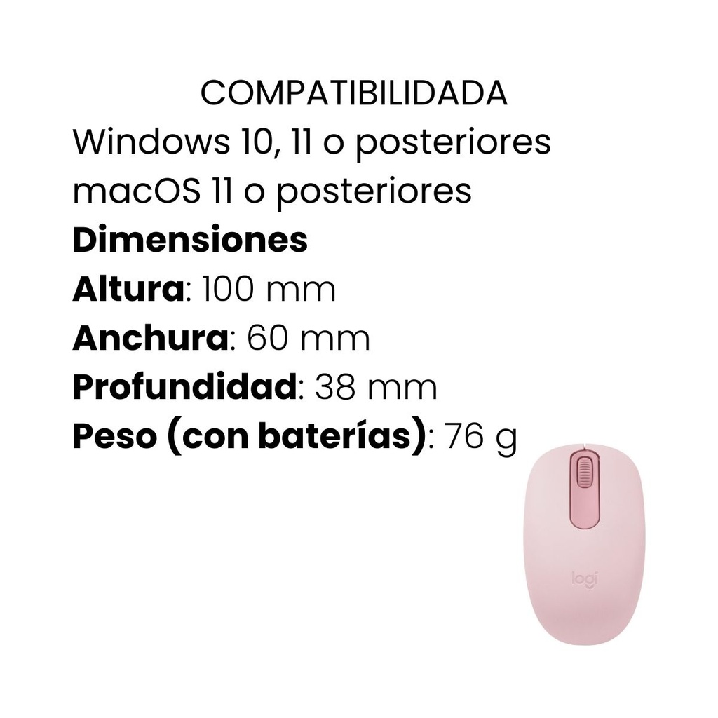 Mouse Inalámbrico Logitech Rosa M196 BT