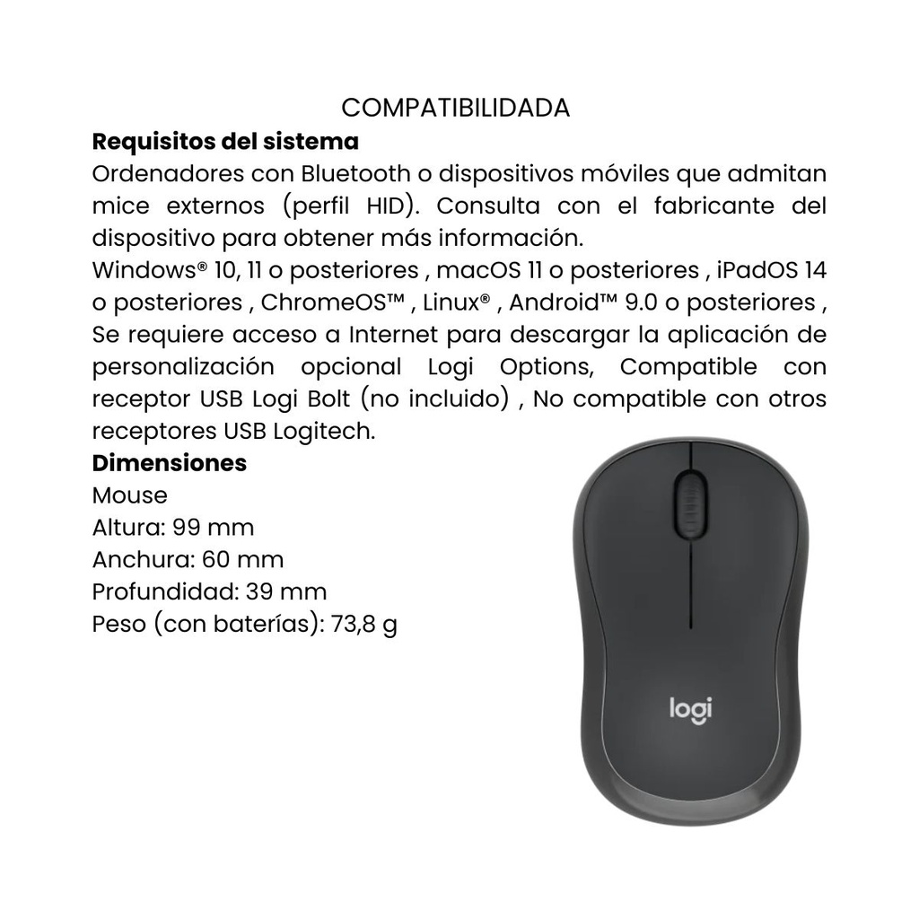 Mouse Inalámbrico Logitech Negro M240
