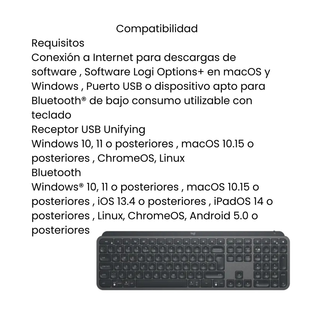 Teclado Inalámbrico Logitech Negro MX Keys