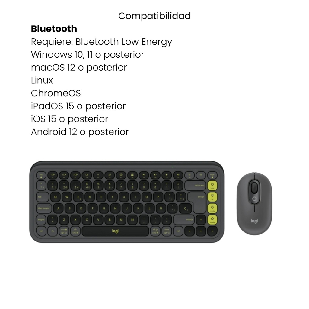Combo Teclado y Mouse Logitech Pop Icon Graphite Bluetooth