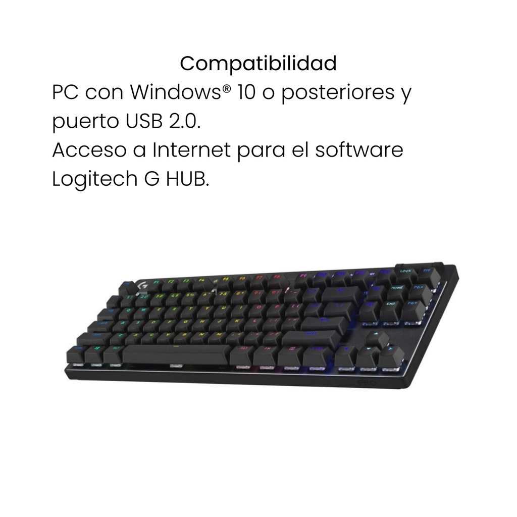 Teclado Logitech Negro Pro X TKL Lightspeed US