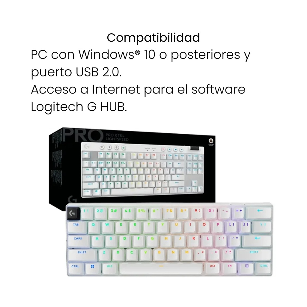 Teclado Logitech Pro X60 Tactile Blanco con Retroiluminación RGB