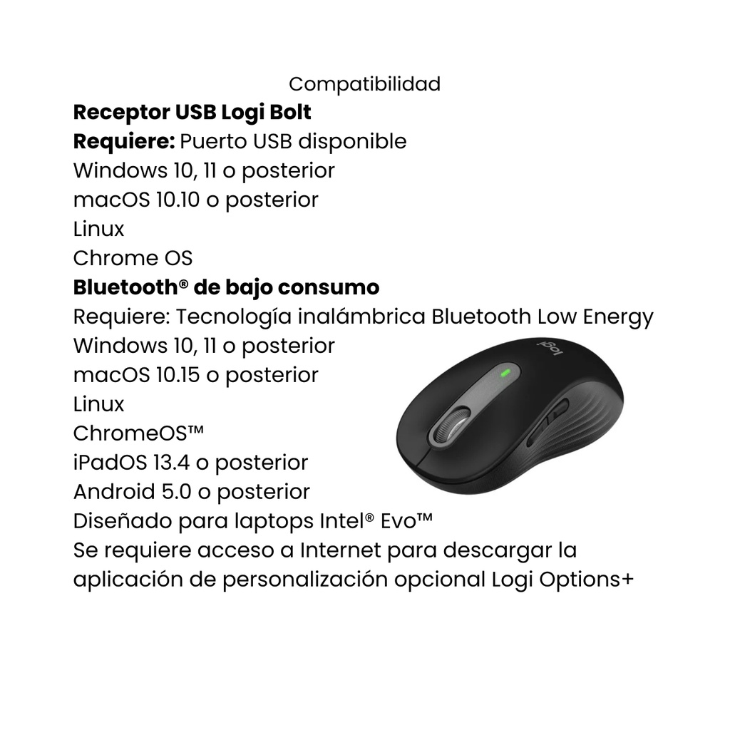 Mouse Inalámbrico Logitech Signature M650 Large Color Negro