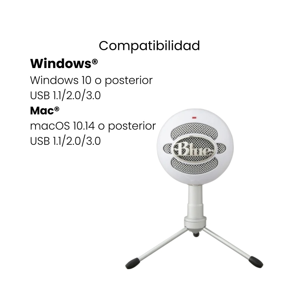 MICRÓFONO BLUE SNOWBALL ICE USB LOGITECH BLANCO