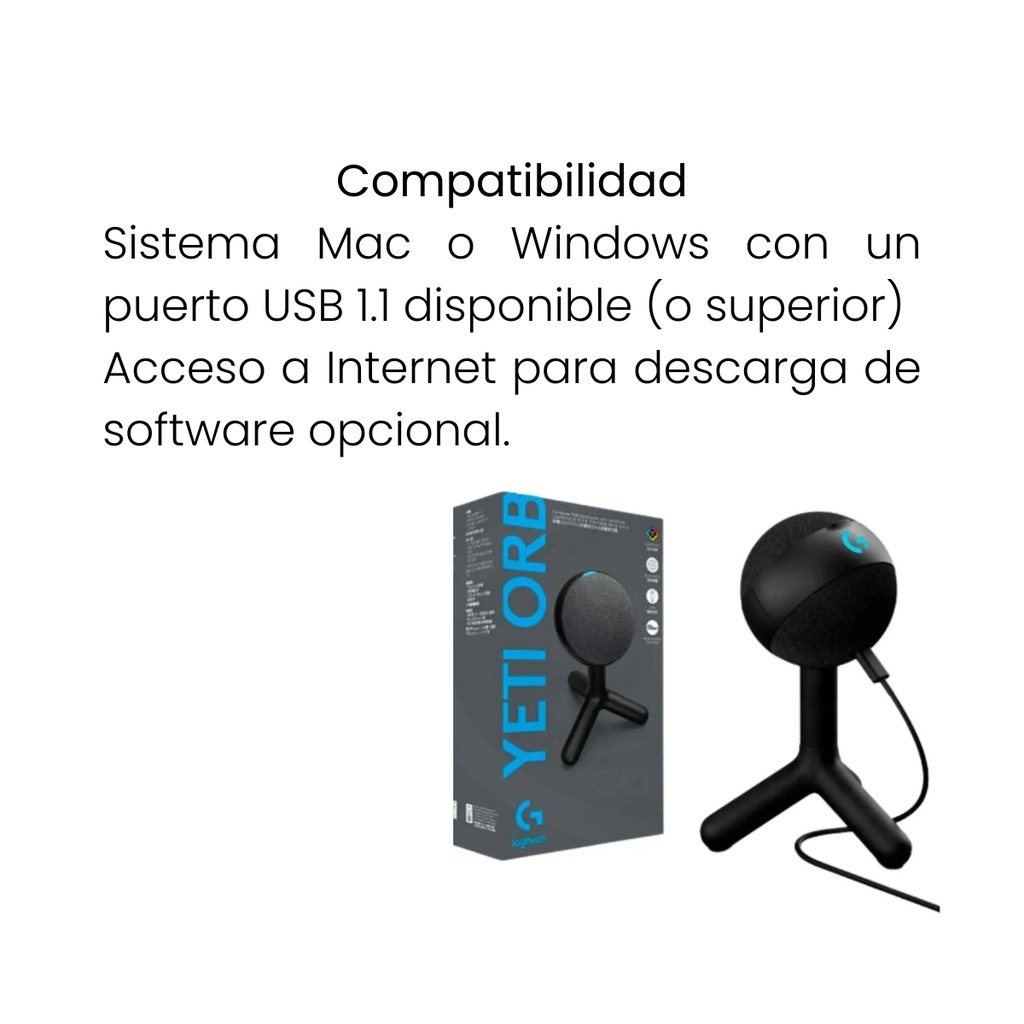 Micrófono Logitech Yeti Orb RGB USB Profesional