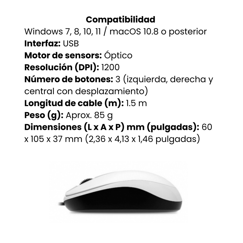 Mouse Alámbrico Genius Con Conexión USB Y Diseño Ergonómico Blanco
