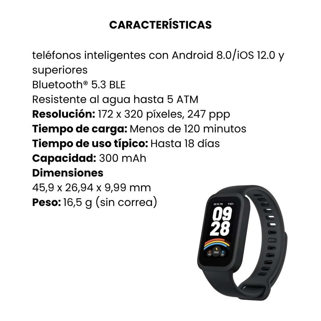 Smart Band Xiaomi 9 Active Amoled 1.47 Pulgadas Negro