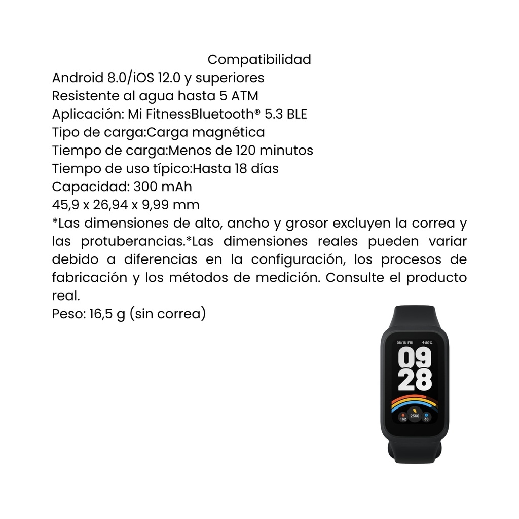 Smart Band Xiaomi 9 Active Amoled 1.47 Pulgadas Negro